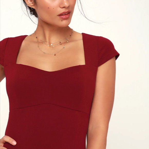 Burgundy Bodycon Midi Dress - Picture 4 of 7